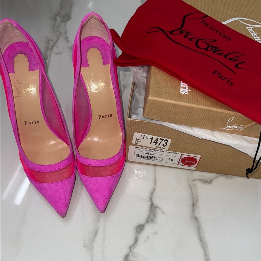 Christian Louboutin Pink Galativi 100 High Heels size 38